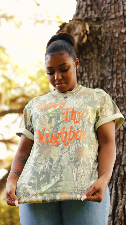 Love Thy Neighbor Camo Tee